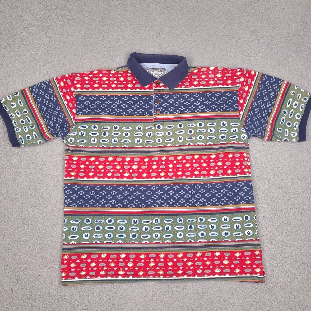 Cotton Mill Polo Shirt Mens XL Colorful 90's Collared